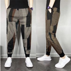 Xadrez casual comutação calças ao ar livre jogging sweatpant marca calças masculinas moda roupas de rua 28-36 estilo