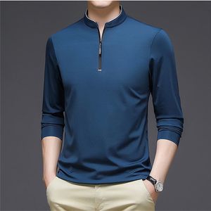 メンズTシャツメンズTシャツの春と秋の長袖ルーズカジュアルロープHOMBRE HALF ZIP MOCK NECK BOTTORファッションタンクトップ230403