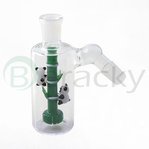 Cam Kül Catcher 14mm 18mm Nargile Bong Bong Su Yakalayıcıları Kalın şeffaf eserler 45 90 Derece Panda Temalı Kül Catcher