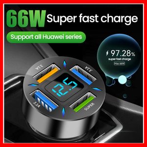 66W USB Car Charger Type C PD QC3.0 USB C Car Phone Charger Fast Charging Cigarette Lighter Adapter For iPhone Xiaomi Samsung Car-Charge Car-Charger Car Charging Quick