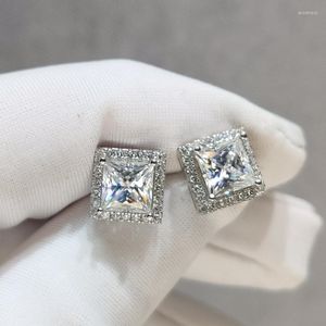 Brincos de pântano prata 925 Teste de diamante original Passado quadrado Total de 4 quilates D Cor Moissanite 18K Breatings Studings Studing de ouro branco 18K