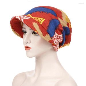 Ethnic Clothing Fashion Hat Women Print Casual Plait India Muslim Ruffle Cancer Chemo Beanie Scarf Turban Head Wrap Cap