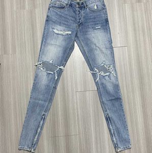 Lila jeans denim byxor mens jeans designer stil stor hål tiggar high street små ben jeans jack 795