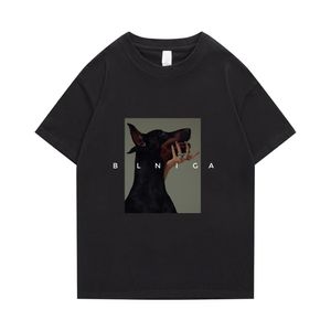 Erkek Tshirts Yuvarlak Boyun Tişörtü Kadın Moda Pamuk Köpek Karikatür Baskı Kısa Kollu Tees Erkekler Yüksek Kaliteli Rahat UNISEX GİYİMLER 230403