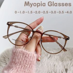 Sonnenbrillen Frauen Männer Computer Myopie Brille Vintage Runde Brillen Unisex Damen Anti-Blaulicht Blockierende Nahsichtbrille Dioptrie