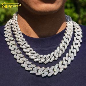 Jóias brilhantes hip hop gelado miami ouro cubano 20mm de espessura sólida 925 prata costom nome fecho vvs moissanite cubana link chain