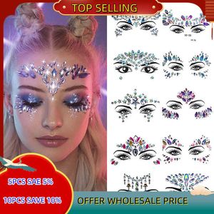 Temporary Tattoos 3D Crystal Tattoo Sticker Drill Stickers Eyes Sticker Party Face Stickers Face Decoration Diamond Masquerade Temporary Tattoo Z0403