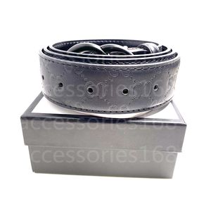 Designer Belt Men Women Cinture cinture Fashion liscio Big Silver Black Gold Goldle Real Leather Cinture Lunghezza 105-120 cm Larghezza 3,8 cm con Box 16 Stili