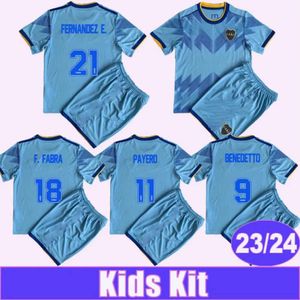 QQQ82023 24 Boca Juniors Oscar Payero Kids 키트 축구 축구 축구 유니폼 빌라 F.Fabra Fernandez E. Varela 3rd Blue Child Suit Football Shirts