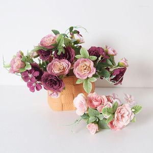 Kwiaty dekoracyjne mini symulowany bukiet ślubny róży trzymanie strzelania rekwizyty fałszywe dekoracje układu kwiatowego