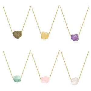 Pendant Necklaces Trendy Simple Natural Mineral Crystal Raw Stone Charms Necklace Women Gift Irregular Meditation Energy Choker