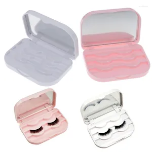 Makeup Brushes Plastic False Eyelash Storage Box Cosmetic With Mirror Case Organizer Fashion Travel Cosmetics Tool