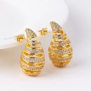 Stud Earrings Chunky Korea's Design Fashion Jewelry 18K Gold Plated Luxury Zircon Water Drop Elegant Women's Wedding Party Access