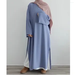 Roupas étnicas modestas 2 peças vestido muçulmano conjunto islâmico dubai turquia abaya mulheres árabe robe kaftan eid ramadan jilbab vestuário de oração