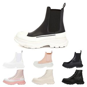 Alexander McQueen Tread Slick Tasarımcı Büyük boyutlu sırt kaygan erkek kadın botları beyaz siyah deri kadife daireler dantel platform spor ayakkabıları chaussures de