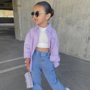 Kids Shirts Baby Girl Boy Shirt Cotton Infant Toddler Child Loose Long Sleeve Blouses Solid Color Spring Autumn Summer Baby Clothes 1-10Y 230403