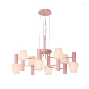 Chandeliers Nordic Living Room Pink Lights Lamp Modern Iron Bedroom Dining Suction Dual-use Candy