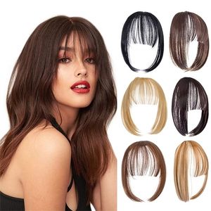 Bangs SHANGZI False Synthetic hair Hair Extension Fake Fringe Natural clip on bangs Light Brown HighTemperature 231102