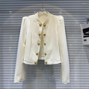 Женские костюмы BORVEMAYS, белый темпераментный пиджак, женский осенний двубортный однобортный воротник-стойка с воротником-стойкой, элегантное трендовое пальто WZ6602