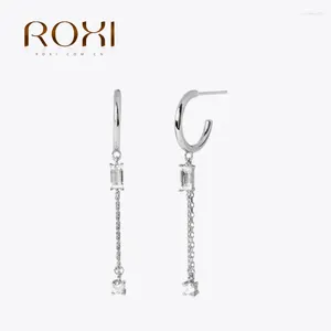 Orecchini a bottone ROXI piercing in argento sterling 925 per donna lunga catena nappa zircone orecchino pendente regalo di lusso Pendiemtes