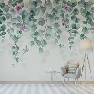 Bakgrundsbilder 3d tapeter modern tropiska lämnar blommor fjäril fåglar po vägg väggmålning vardagsrum sovrum romantiska heminredning klistermärken