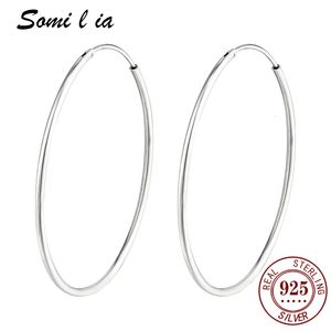 Hoop Huggie Somilia Platinum Big Hoop Серьги для женщин 925 Серебряные ювелирные украшения Женщины Женщины Женщины Женщины Серьги 10-90 мм за подарок 230403