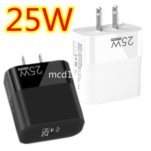 Carregamento rápido rápido 25W PD Carregadores USB-C Tipo c Adaptador de energia Adaptadores de tomada de carregador de parede para iPhone 12 13 14 Pro max Samsung HTC LG M1 com caixa