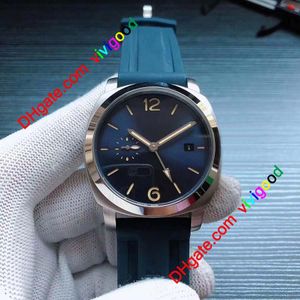 Hight Quality Men's Mechanical Pam Watch 44mm Continuação clássica das 7 cores Dial Design tira de couro e pulseira de borracha