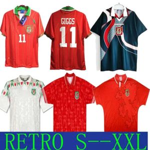 QQQQ8QQQ8 WALES RETRO SOCCER JERSEYS 1990 1993 GALES 1992 SDC 1994 1995 1996 Giggs Hughes Home Away Saunders Rush Boden hastighet Vintage Classic Classic