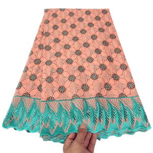 Neueste Schweizer Voile Trockenspitze Stickerei Stoff Strass Baumwolle 5 Yards Afrikanische Frauen Abendkleider 2023 Neuankömmlinge Nigerian Lady Style Design Kostüm KY-5199