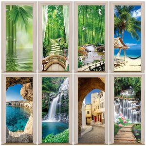 Andra dekorativa klistermärken PVC Home Decor Entrance Door Sticker Bath Shower Rum Självadhesiv PO Wallpaper Renoveringslandskap Poster Vattentät 230403