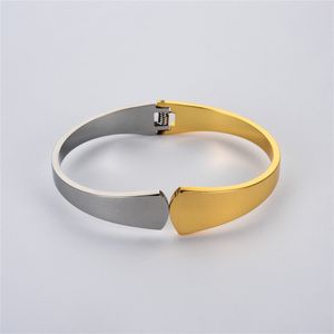 French Style Metal Color Contrast Wide Bracelet Chain With New Openable Unique/Simple Personality Design Women's Accessories