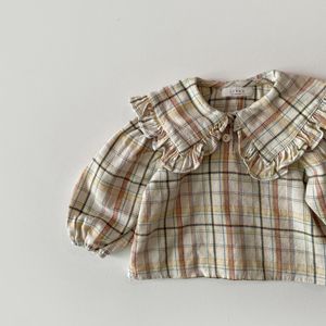 Koszule dla dzieci jelenie Jonmi w stylu koreański wiosenny dziewcząt zwykły top urocza bawełniana koszula 230403