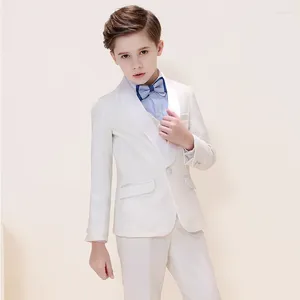 Smoking formale per bambini Tuxedo Suit Nero Bianco Pantaloni blazer per bambini Elegante Ragazzo Due pezzi Costume Abito da ballo Matrimonio B01