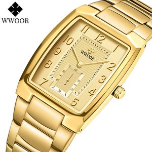 Zegarki damskie wwoor złoty zegarek dla kobiet Watch Square Ladies Kreatywny stalowa bransoletka dla kobiecych Wodoodpornych zegarów Relogio feminino 230403