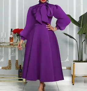 カジュアルドレス2023女性のための秋の春のファッションエレガントなストラップバブルスリーブ大きな裾のドレス