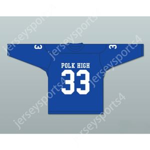 Personalizado AL BUNDY 33 POLK HIGH SCHOOL AZUL HÓQUEI JERSEY CASADO COM CRIANÇAS Top Costurado S-M-L-XL-XXL-3XL-4XL-5XL-6XL