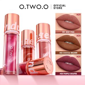 口紅o 2 Oリップグロスメイクアップ防水ベルベットノンスティックカップ8色ティントマットロングラストセクシーな赤い液体スティック231102