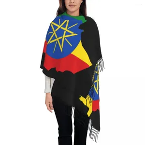 Lenços Luxo Etiópia Bandeira Tassel Scarf Mulheres Inverno Quente Xales Envolve Feminino Imperial