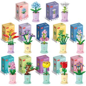 Action Toy Figures kids small particle assembly Flower potted plant Blocks Toys DIY Bricks Toy Wholesale By fast Air