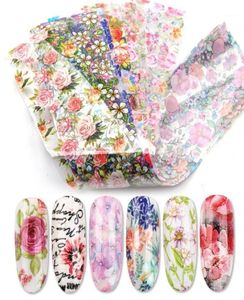 12pçs adesivos para arte de unha, mistura de flor de rosa, decoração de papel de transferência, design de manicure, gel uv, esmalte deslizante t068918754813