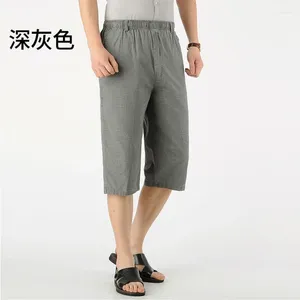 Mäns shorts sommar män byxor bomullslinne rakt rör hög midja lös casual