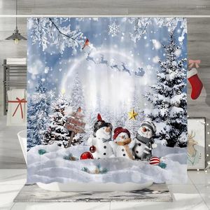 Занавески для душа с Рождеством, занавеска для ванной комнаты, сосна, детский снеговик, зимние праздничные украшения, декор