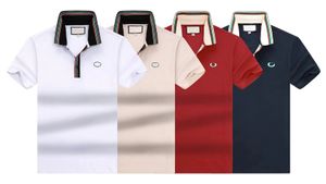 2023 roupas masculinas desinger polo camisa de alta qualidade feita de algodão puro tecido frisado luxo peito requintado bordado carta padrão negócios camisa de manga curta m xxxl