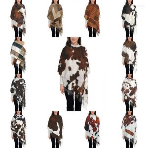 Sciarpe da donna grande in pelliccia sintetica pelle bovina donna inverno autunno morbido caldo scialle con nappe avvolgente modello in pelle di animale Sciarpa in pelle