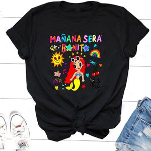 Tshirt feminina Manana Sera Bonito Tshirt Mulher Manga curta Karol G Musc Music Amanhã será uma camiseta legal Sirena Tees Streetwear 230403