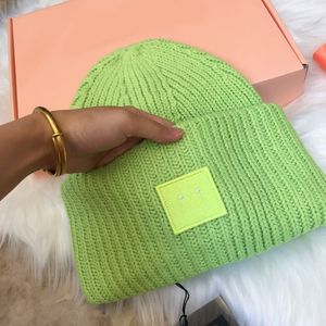 Square Smiling Face Wool Thickened Knitted Hat Women's Winter Warm Wool Hat Men's and Women's Couples Parent-child Fashion Street Hats