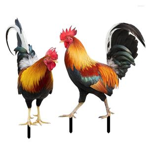 Decorações de jardim Rooster estátua 2D Escultura de frango acrílico para decoração de quintal Decoração de galinha Hen Hen Hen Farm Patio Lawn de volta para casa