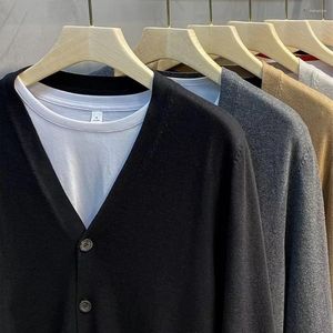 Men's Sweaters Cashmere Cotton Blend Cardigan Sweater 2023 Autumn Winter V-Neck Single Breasted Business Casual Knitted Cardigans