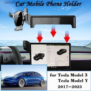Suporte para carro Suporte para carro para Tesla Modelo 3 Modelo Y 2017 ~ 2023 Suporte para celular com ventilação de ar Suporte para celular Suporte de gravidade Acessórios adesivos Q231104